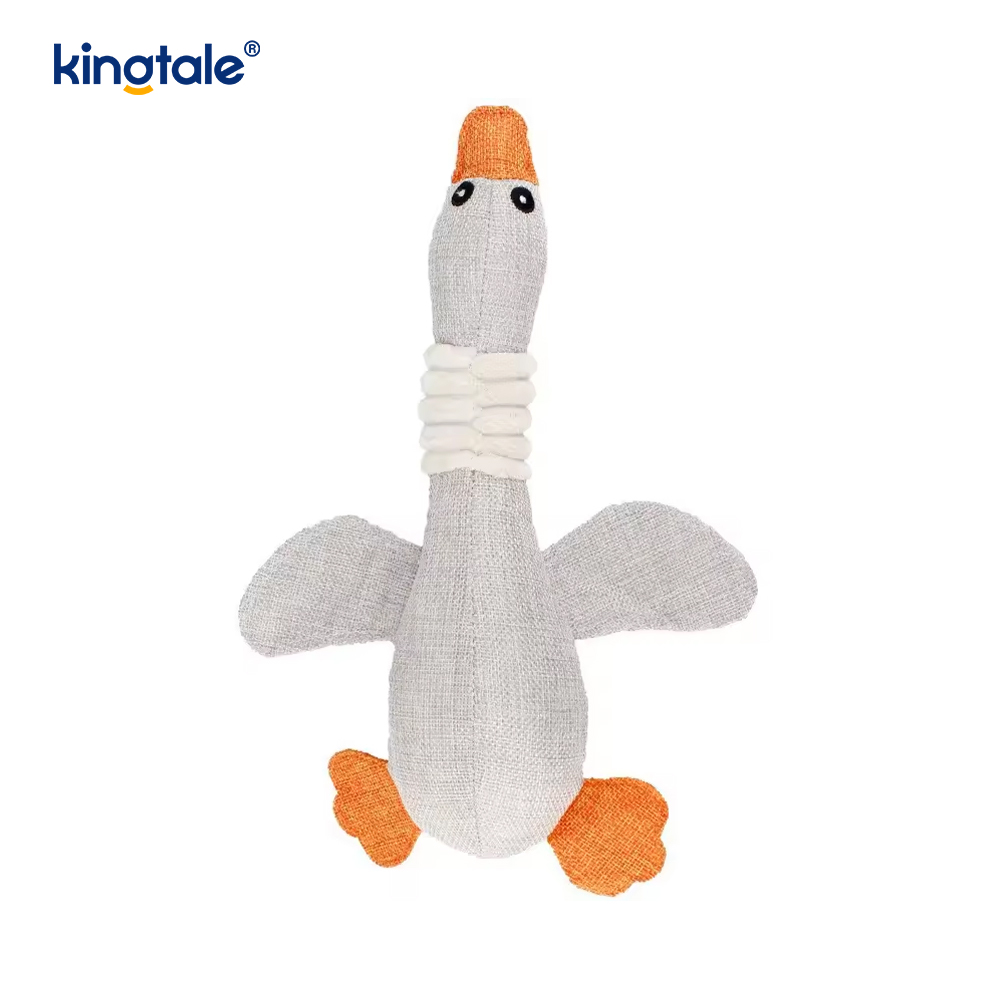 Animal de companie de pluș jucărie scârțâit Gâscă rezistență la mușcătură pentru curățarea dinților Animal de companie de pluș jucărie scârțâit Gâscă rezistență la mușcătură pentru curățarea dinților