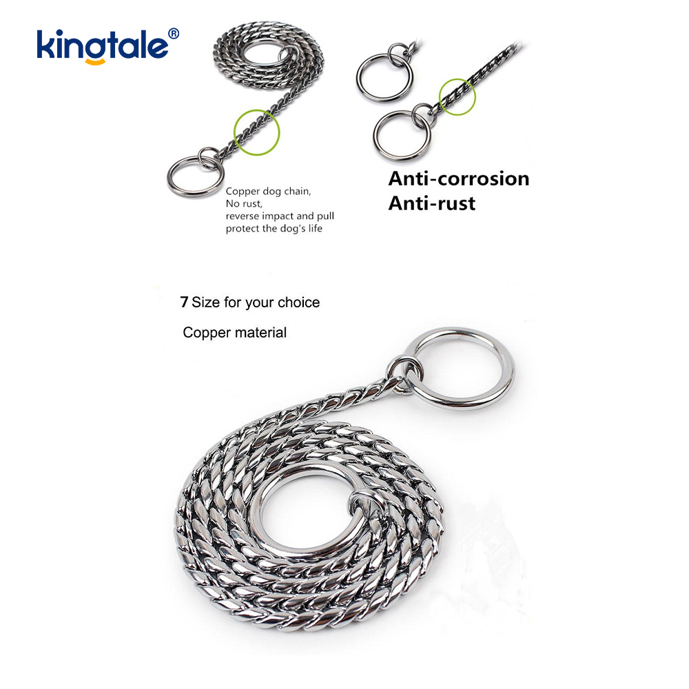 Guler cu lanț pentru câini cu șarpe din metal din cupru pur pentru câini mici și mijlocii