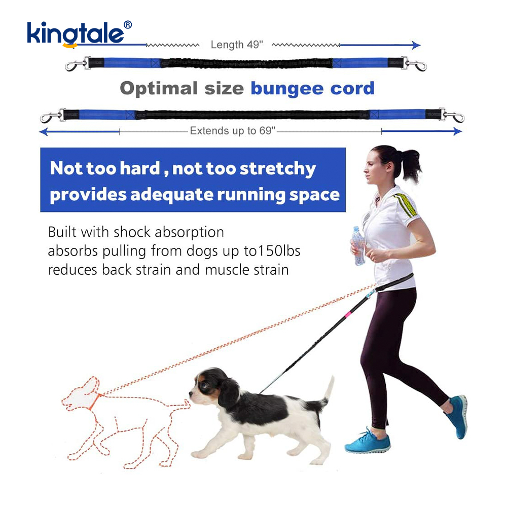 Lesă dublă elastică reflectorizante pentru animale de companie, cu husă cu fermoar