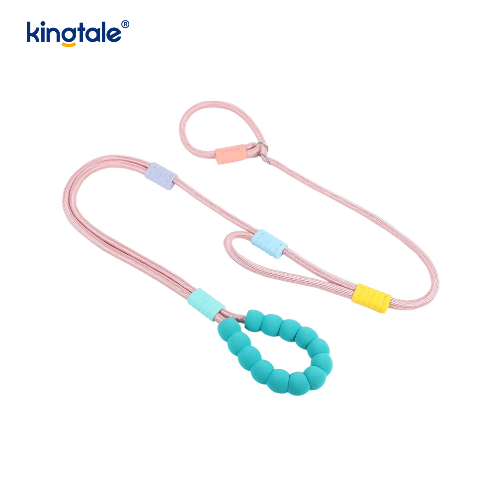 Fără tragere, durabilă, reglabilă, din nailon, cu mâner dublu, lesă colorată pentru câini