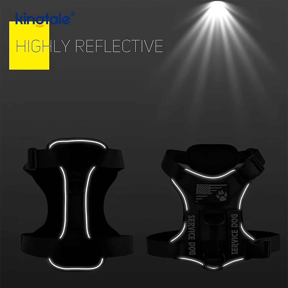 Ham tactic pentru câini de talie mare, reflectorizant, fără tragere