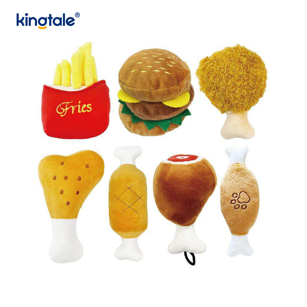Hamburger de jucărie care țipă mâncare, cartofi prăjiți, pulpă de pui pentru pisică și câine