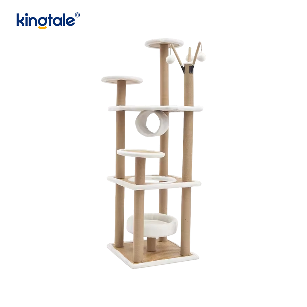 Sisal natural Arborele de pisică Tall Cat Tower Plush Multi-Evel Condo