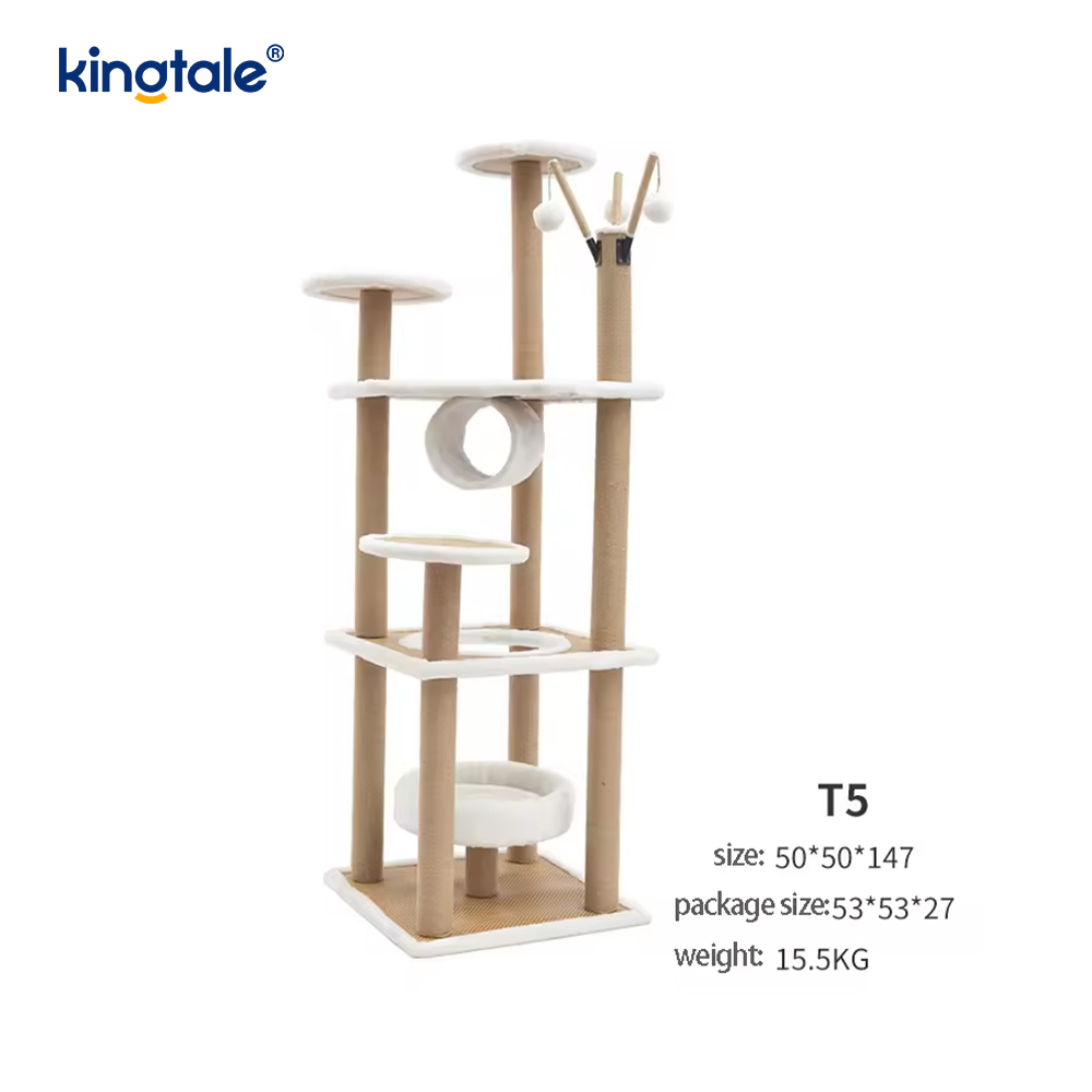 Sisal natural Arborele de pisică Tall Cat Tower Plush Multi-Evel Condo