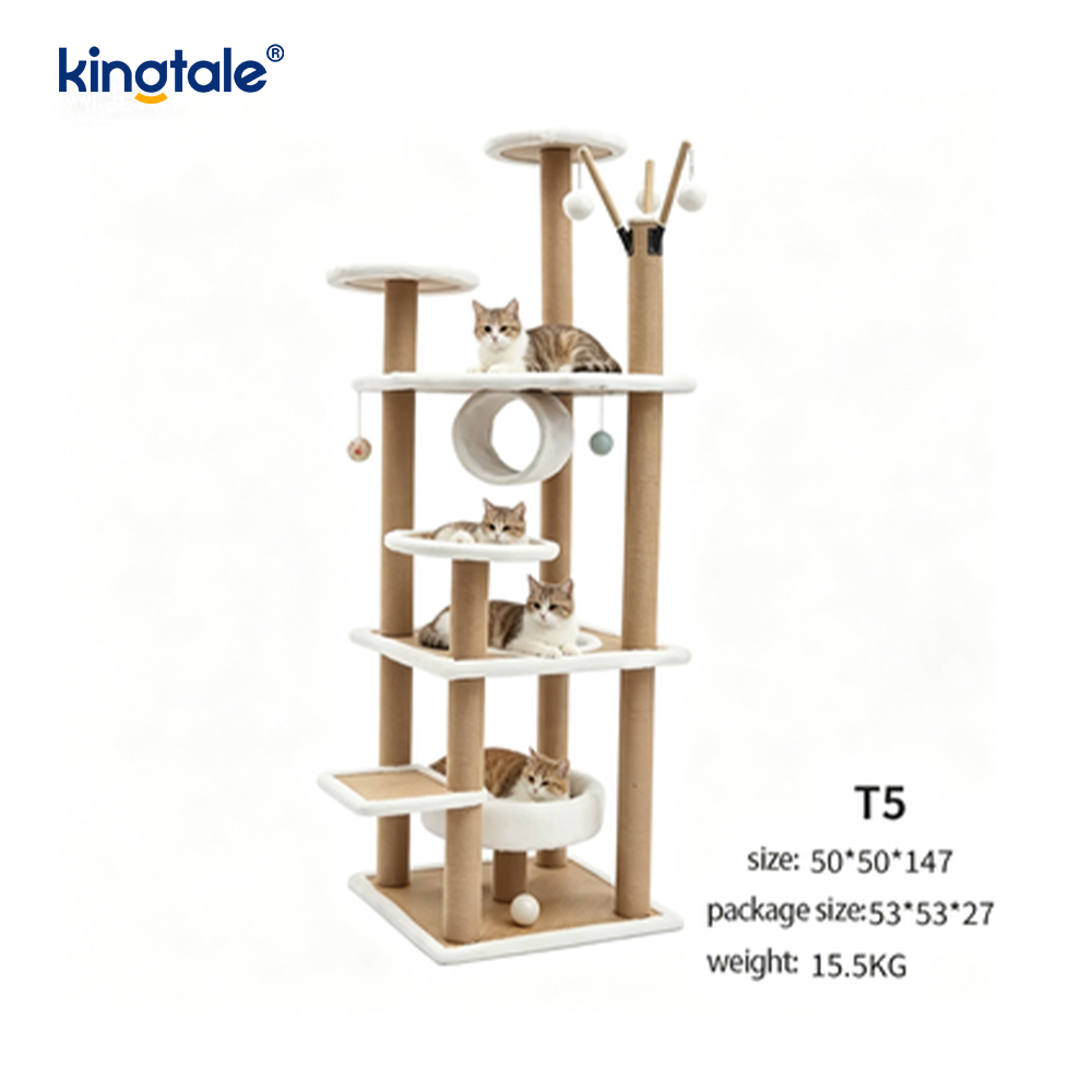 Sisal natural Arborele de pisică Tall Cat Tower Plush Multi-Evel Condo