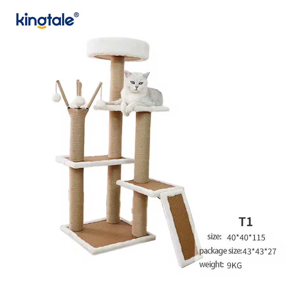 Sisal natural Arborele de pisică Tall Cat Tower Plush Multi-Evel Condo