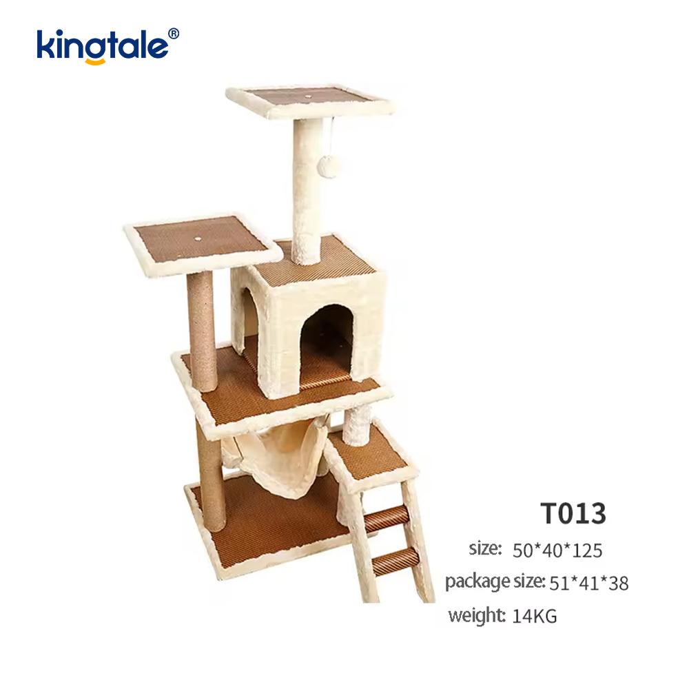 Sisal natural Arborele de pisică Tall Cat Tower Plush Multi-Evel Condo